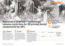Renishaw’s TEMPUS™ technology reduces cycle time for 3D printed dental components by 38%